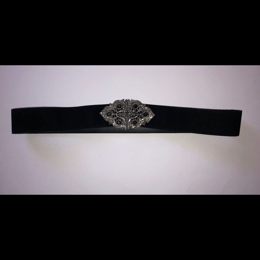Women Black Gun Metal Stone Belt Size L 38 Inches